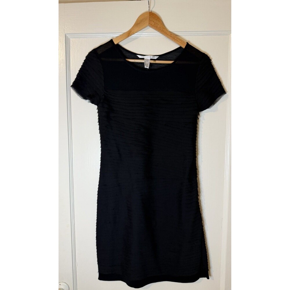 NWT Diane Von Furstenberg Noelle Little Black Dress Mini Black Paneled Silk S